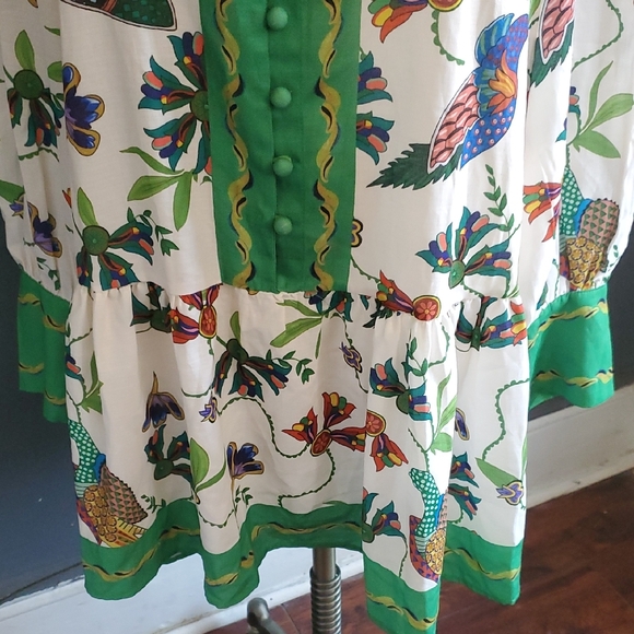 Colorful Bird  Dress/top with Green Accents - Picture 10 of 16